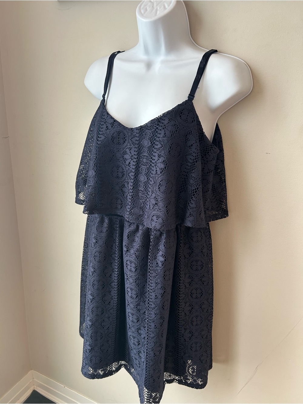 🟢 5 for $25 🟢 Streetwear Society Boho Coastal Crochet Lace Swing Dress Adjustabl